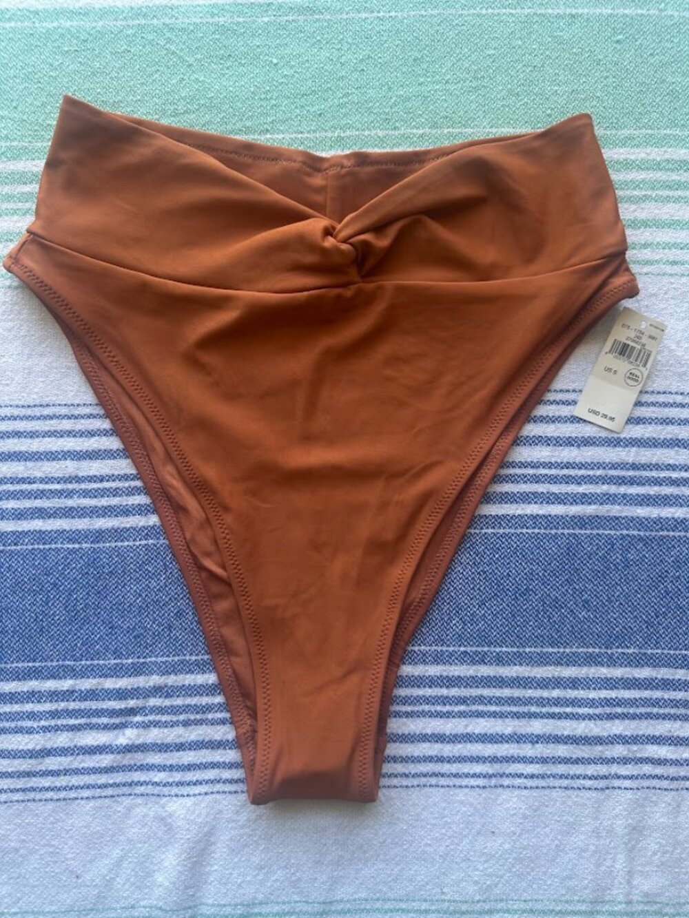 Aerie Ruched High Waisted Bikini Bottoms Rust Orange Size Small - Picture 5 of 6